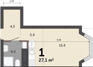 Продажа квартиры студии, 27.1 м2, Екатеринбург, улица Бакинских Комиссаров, 33А/3