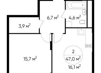 Продаю 1-комнатную квартиру, 47 м2, Москва, деревня Рассказовка, 1