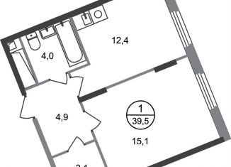 Продажа однокомнатной квартиры, 39.5 м2, Москва, деревня Рассказовка, 2