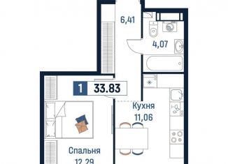 Продам 1-комнатную квартиру, 33.8 м2, Мурино