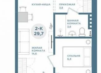 Продам двухкомнатную квартиру, 29.7 м2, Красноярский край, Свердловская улица, 6Е