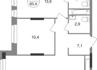 Продажа двухкомнатной квартиры, 60.4 м2, Москва