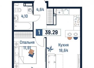 Продаю 1-ком. квартиру, 39.3 м2, Мурино