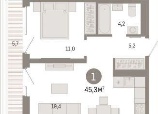 Продаю однокомнатную квартиру, 45.3 м2, Екатеринбург, Мраморская улица, 13, метро Ботаническая