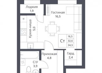 Квартира на продажу студия, 34.5 м2, Новосибирск, Калининский район, улица Декоративный Питомник, 8