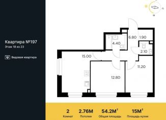 Продается 2-комнатная квартира, 54.2 м2, Мытищи