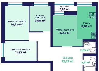 Продам четырехкомнатную квартиру, 91.7 м2, Ярославль, Фрунзенский район