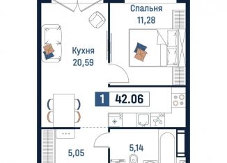 Продажа 1-ком. квартиры, 42.1 м2, Ленинградская область