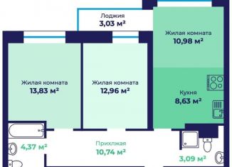 Продается 3-комнатная квартира, 66.1 м2, Ярославль