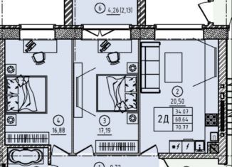 Продажа трехкомнатной квартиры, 70.8 м2, Татарстан, Прибрежная улица, 23