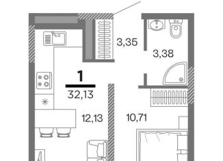 1-комнатная квартира на продажу, 30.9 м2, Рязань, Московский район