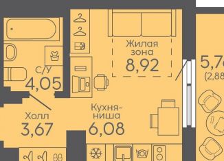 Продаю квартиру студию, 25.6 м2, Екатеринбург, жилой комплекс Новокольцовский, 5, метро Ботаническая