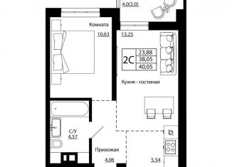 Продается двухкомнатная квартира, 39.9 м2, Ростов-на-Дону, улица Текучёва, 370/2