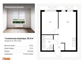 Продаю 1-комнатную квартиру, 32.4 м2, Москва, метро Коломенская, жилой комплекс Второй Нагатинский, к6