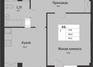 Продаю 1-ком. квартиру, 46 м2, Всеволожск, Севастопольская улица, 2к2