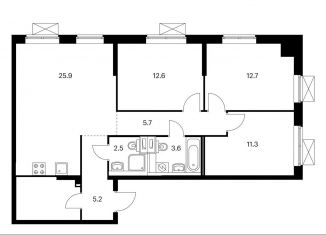 Продается трехкомнатная квартира, 85.4 м2, Москва, метро Бибирево