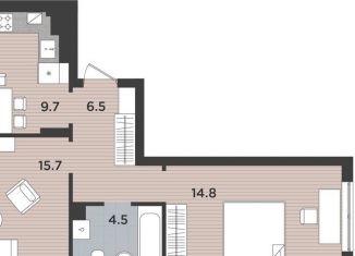 Продаю двухкомнатную квартиру, 52.8 м2, Калининград, Тихорецкий проезд, 5к1