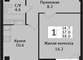 Продам однокомнатную квартиру, 37 м2, Ленинградская область, Севастопольская улица, 2к1