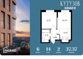 Продается двухкомнатная квартира, 37.4 м2, Москва, ЖК Кутузов Град 2, улица Петра Алексеева, 14