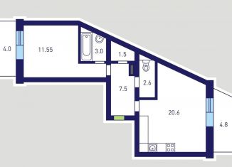Продажа 1-комнатной квартиры, 49 м2, Санкт-Петербург, муниципальный округ Гавань, проспект Крузенштерна, 2