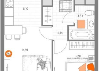 2-ком. квартира на продажу, 38.4 м2, Москва, ЖК Талисман на Рокоcсовского