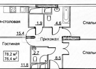 Продается трехкомнатная квартира, 78.3 м2, поселение Внуковское, бульвар Андрея Тарковского, 11