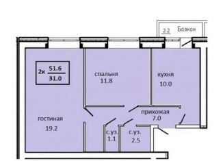2-ком. квартира на продажу, 55 м2, Ставрополь, микрорайон Чапаевка