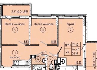 Продам двухкомнатную квартиру, 51.1 м2, Батайск, ЖК Талалихина, переулок Талалихина, 30