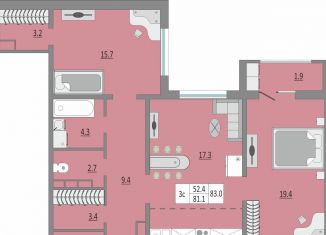 Продам 3-комнатную квартиру, 82.6 м2, Оренбург, жилой комплекс Геометрия, лит2, ЖК Геометрия