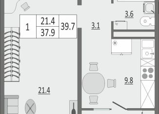 Продажа 1-комнатной квартиры, 39.4 м2, Оренбург, жилой комплекс Геометрия, лит2, Дзержинский район
