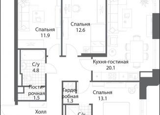 4-комнатная квартира на продажу, 81.8 м2, Москва, проспект Лихачёва, 14, метро Технопарк
