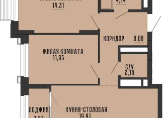 Продажа двухкомнатной квартиры, 61.9 м2, Екатеринбург, Нагорная улица, 12, ЖК Высота