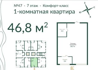 Продам однокомнатную квартиру, 46.7 м2, Омск, улица Красный Путь, 153Г, Советский округ