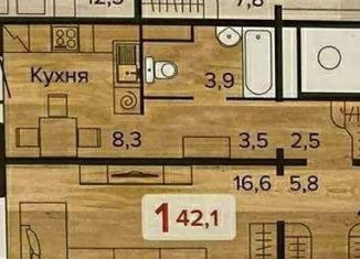 1-комнатная квартира в аренду, 42 м2, Красноярск, улица Елены Стасовой, 50Б, ЖК Лесной Массив