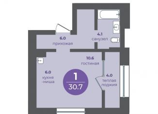 Квартира на продажу студия, 30.7 м2, Красноярск, Кировский район, улица Кутузова, 1