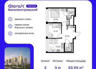 Продажа 2-ком. квартиры, 53.9 м2, Санкт-Петербург