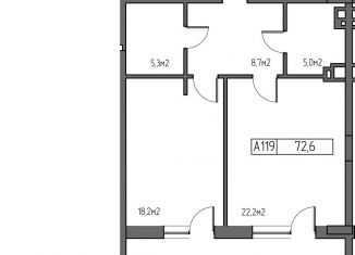 Продажа 1-комнатной квартиры, 72.6 м2, Зеленоградск