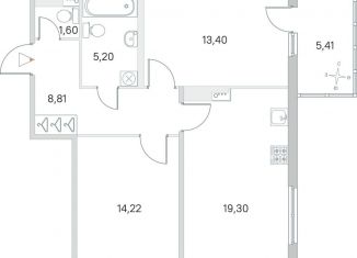 Продаю 2-ком. квартиру, 65.2 м2, посёлок Стрельна