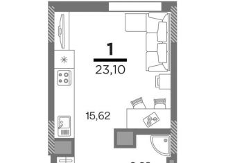 1-комнатная квартира на продажу, 23.1 м2, Рязанская область