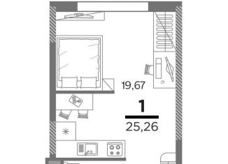 Продажа 1-комнатной квартиры, 25.3 м2, Рязань