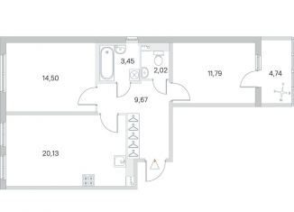 Продается 2-ком. квартира, 63.9 м2, Санкт-Петербург