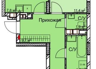 Продажа двухкомнатной квартиры, 59.5 м2, Нижний Новгород, метро Заречная