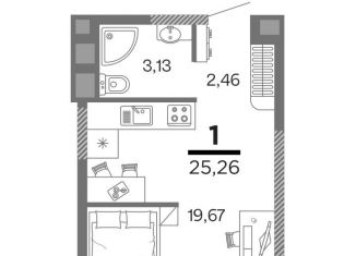 Продается однокомнатная квартира, 25.3 м2, Рязанская область