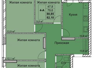 Продажа трехкомнатной квартиры, 80.9 м2, Нижний Новгород