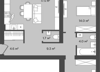 Продается 2-комнатная квартира, 65.3 м2, поселок Прибрежное