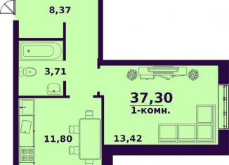 Продаю однокомнатную квартиру, 37.3 м2, Ульяновск, жилой комплекс Сиреневый, 4, ЖК Сиреневый