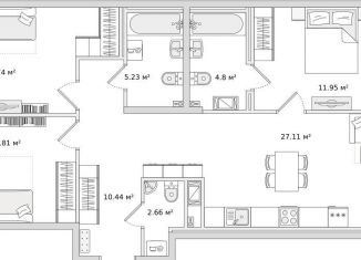 Продаю 3-ком. квартиру, 94.4 м2, Санкт-Петербург, ЖК Чёрная Речка