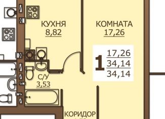 Продам 1-ком. квартиру, 34.1 м2, деревня Дерябиха, Ивановская улица, 17В