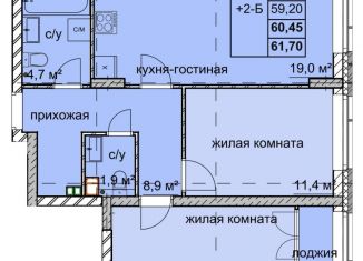 Продаю двухкомнатную квартиру, 60.5 м2, Нижний Новгород, улица Дружаева, 30, метро Автозаводская