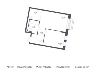 1-комнатная квартира на продажу, 38.8 м2, село Лайково, жилой комплекс Рублёвский Квартал, 59